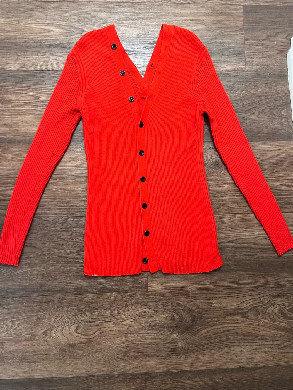 Nw/oT Proenza Schouler Bright Red Ribbed V-Neck Button Cardigan